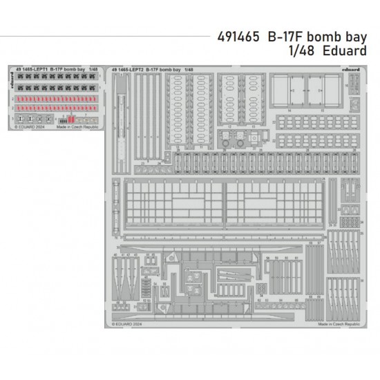 1/48 B-17F Flying Fortress Bomb Bay PE set for Eduard #ED 11183