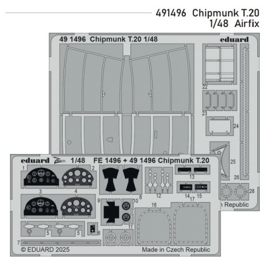 1/48 de Havilland Chipmunk T.20 Photo-etched Detail set for Airfix kits