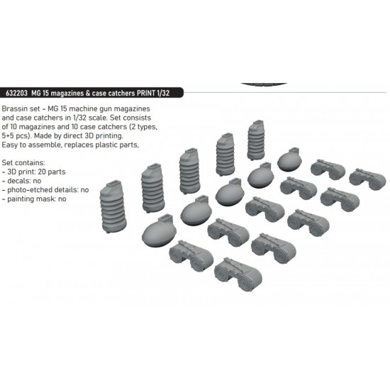 1/32 MG 15 Machine Gun Magazines, Case Catchers