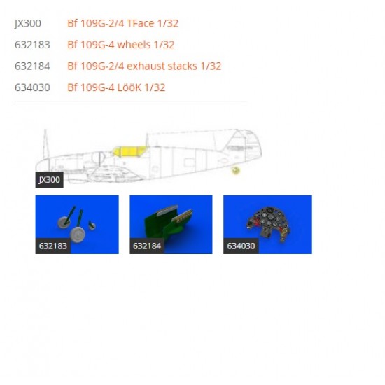 1/32 Messerschmitt Bf 109G-4 Detail Parts for Revell kits