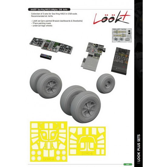 1/48 Westland Sea King HAS.5 Resin Detail Parts, Masks, Dashboards & Seatbelts for Airfix