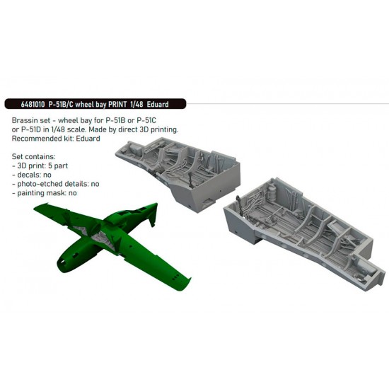 1/48 P-51B/C Mustang Wheel Bay 3D Print Parts for Eduard kits