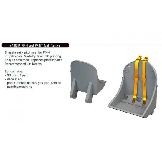 1/48 FM-1 Wildcat Seat 3D Print Parts for Tamiya kits