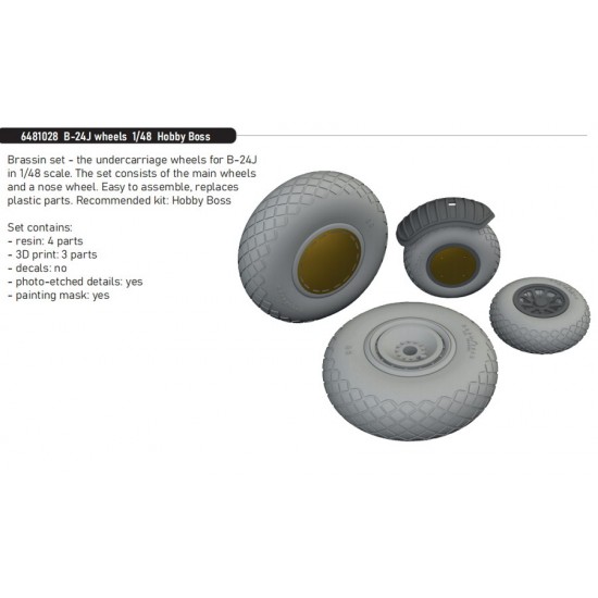 1/48 Consolidated B-24J Liberator Wheels for Hobby Boss kits