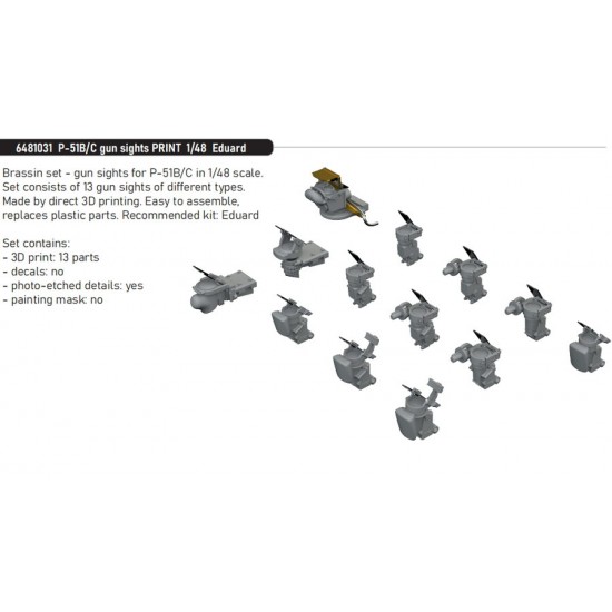 1/48 P-51B/C Mustang Gun Sights for Eduard kits