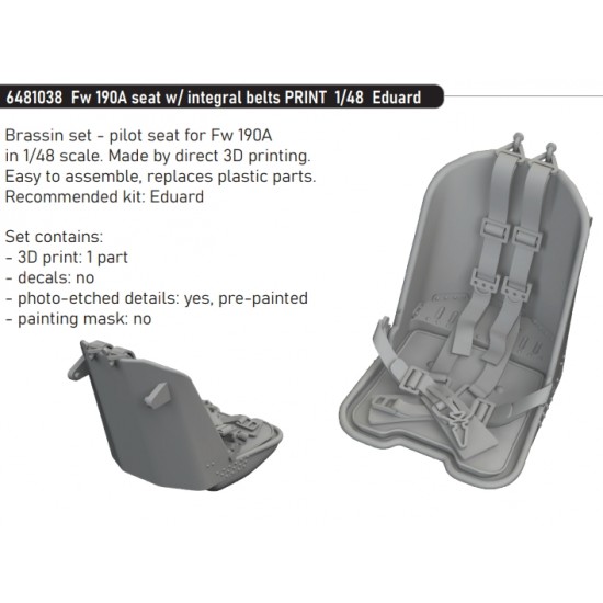 1/48 Focke-Wulf Fw 190A Seat with Integral Belts for Eduard kits