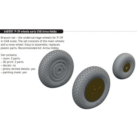 1/48 Bell P-39 Airacobra Wheels Early for Arma Hobby kits