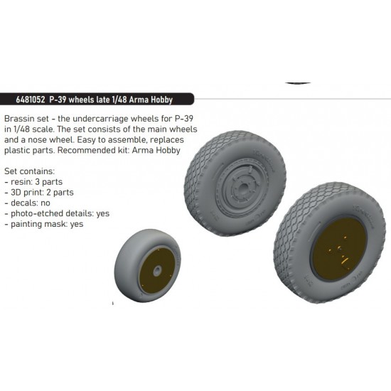 1/48 Bell P-39 Airacobra Wheels Late for Arma Hobby kits