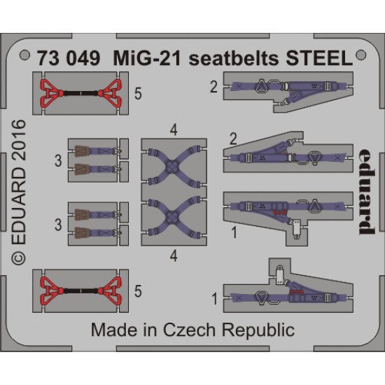 1/72 Mikoyan-Gurevich MiG-21 Seatbelts (Steel, 1 Photo-Etched Sheet)
