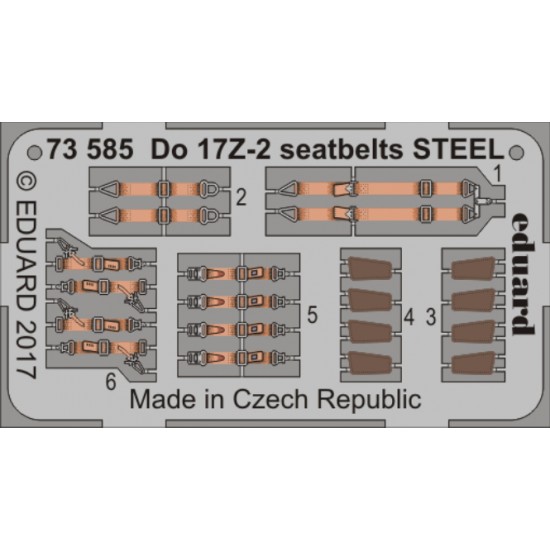 1/72 Dornier Do 17Z-2 Seatbelts for ICM kit #48244 (Steel, 1 Photo-Etched Sheet)