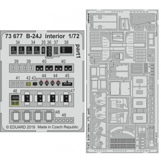 1/72 Consolidated B-24J Liberator Interior Detail Parts (PE) for Hasegawa kits