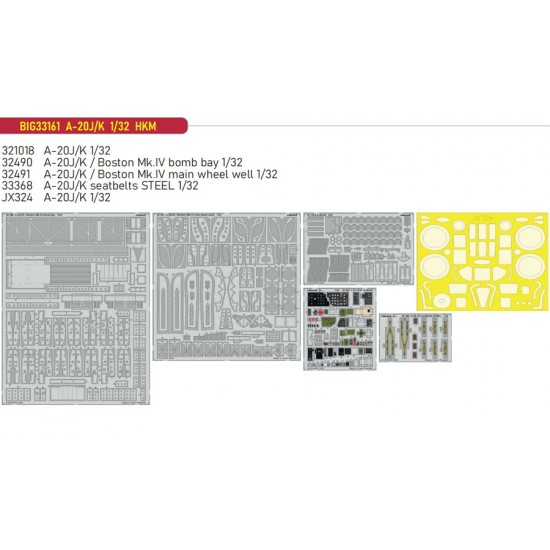 1/32 Douglas A-20J/K Havoc Super Detail Set for HK Models kits