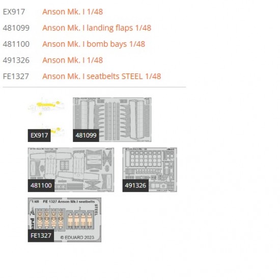 1/48 Avro Anson Mk.I Super Detail Set for Airfix kits