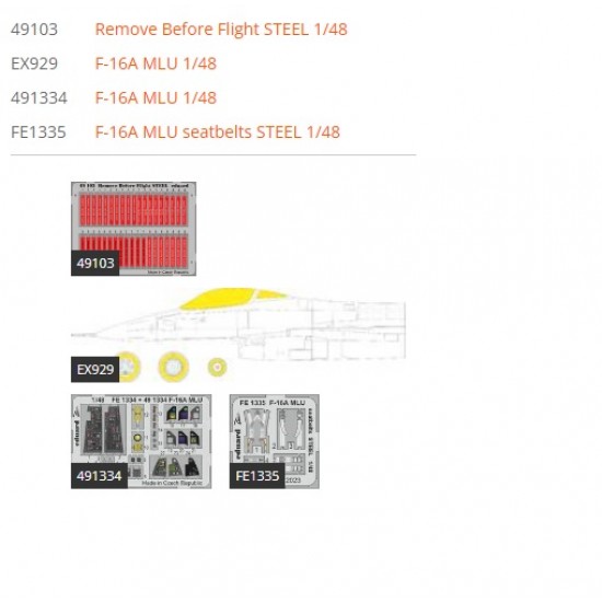 1/48 F-16A Fighting Falcon MLU Super Detail Set for Kinetic kits