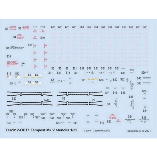 1/32 Hawker Tempest Mk.V Stencils Decals for Special Hobby/Revell kits