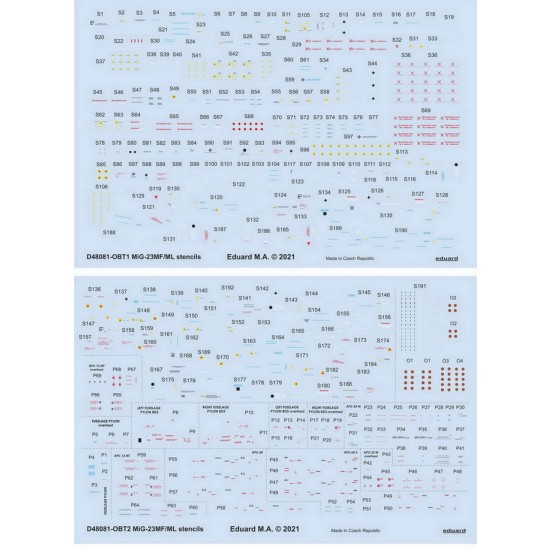 1/48 Mikoyan-Gurevich MiG-23MF/ML Stencils Decals for Trumpeter kits