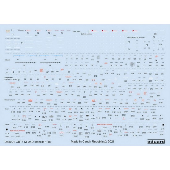 1/48 Mil Mi-24D Stencils Decals for Zvezda kits