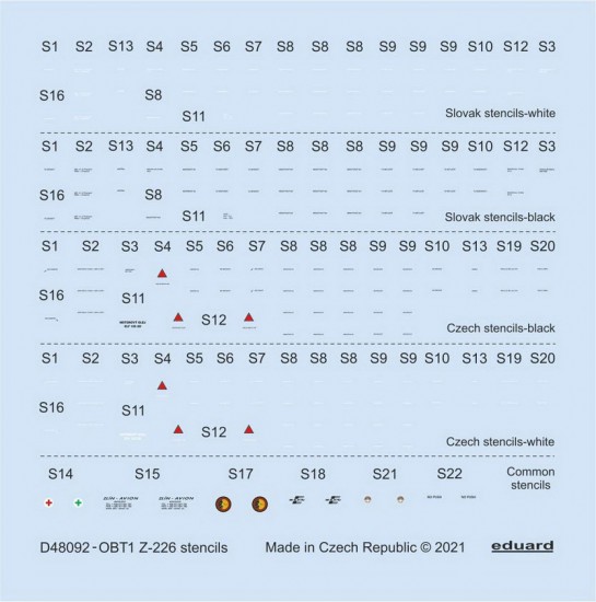 1/48 Zlin Z-226 Stencils Decals for Eduard kits
