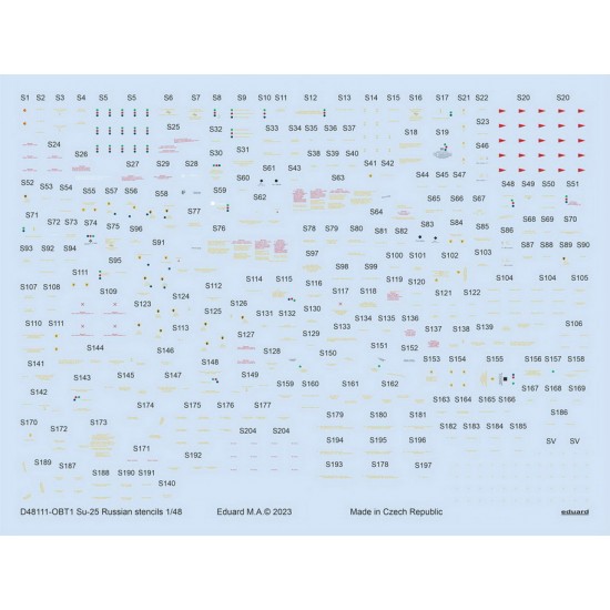 1/48 Sukhoi Su-25 Russian Stencils Decals for Zvezda kits