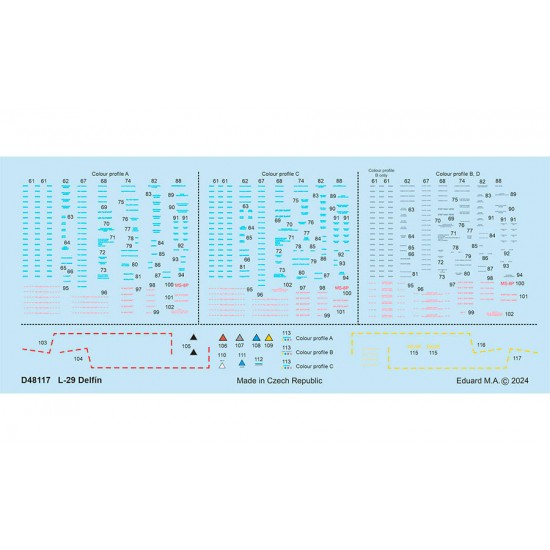 1/48 Aero L-29 Delfin Stencils Decal for Eduard/AMK kits