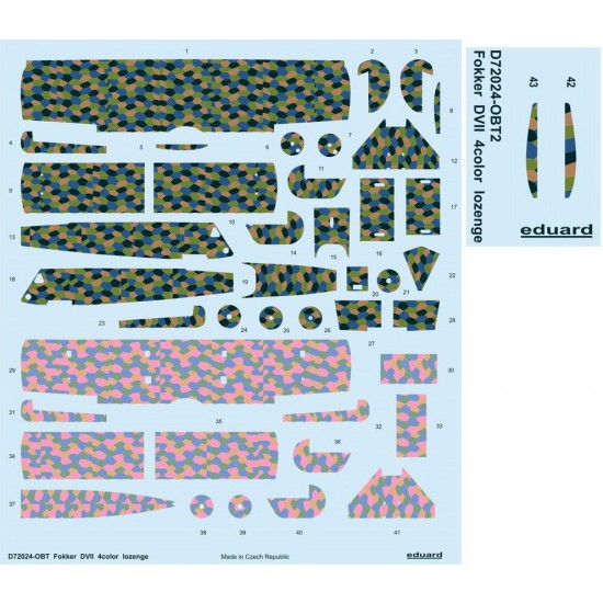 1/72 Fokker D.VII 4 Colour Lozenge Decals for Eduard kits