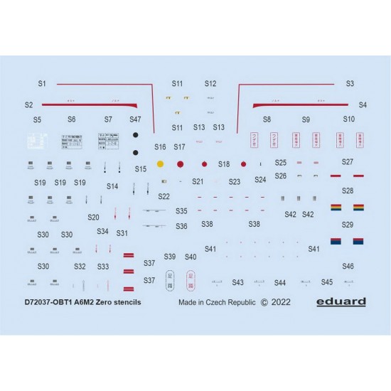 1/72 Mitsubishi A6M2 Zero Stencils Decals for Tamiya/Airfix/Hasegawa kits