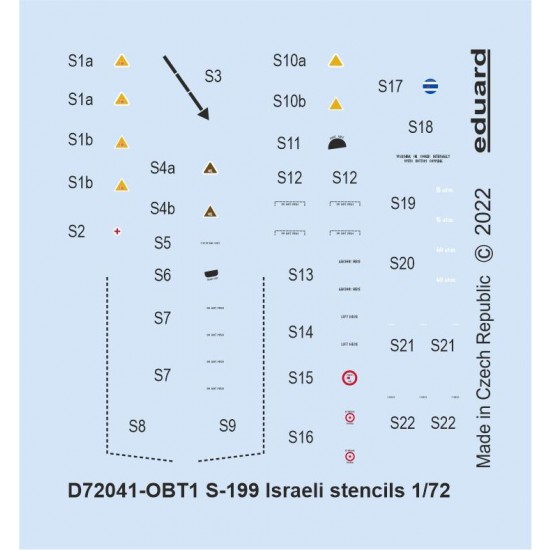 1/72 Avia S-199 Israeli Stencils Decals for Eduard kits