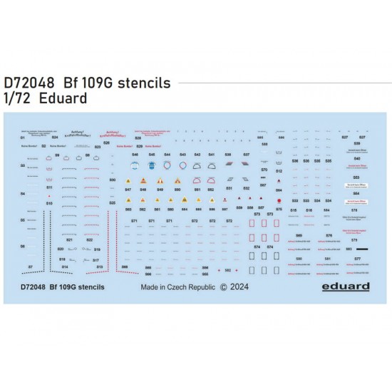 1/72 Messerschmitt Bf 109G Stencils Decal for Eduard kits