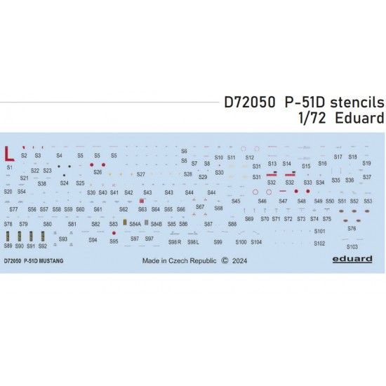 1/72 P-51D Mustang Stencils Decal for Eduard kits