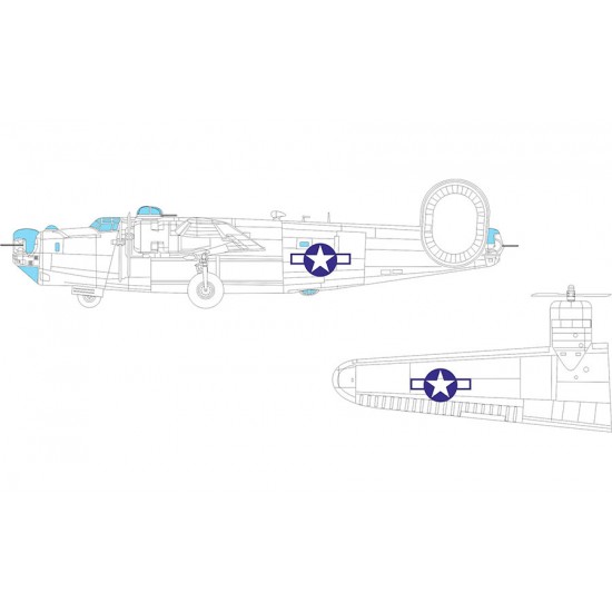 1/48 US Consolidated B-24J Liberator National Insignia Masking for HobbyBoss kits