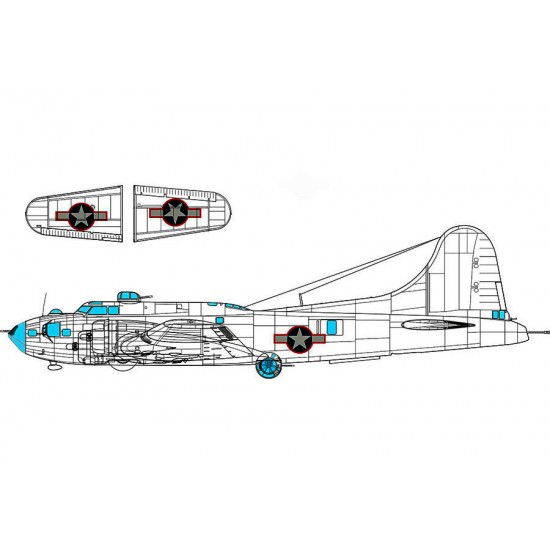 1/48 US B-17F Flying Fortress National Insignia with Red Outline Paint Masks for Eduard