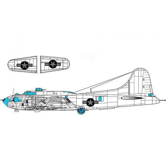 1/48 US B-17F Flying Fortress National Insignia with Blue Outline Paint Masks for Eduard