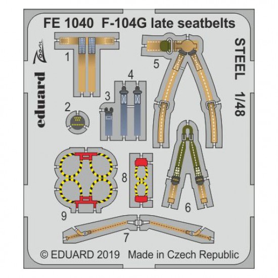 1/48 Lockheed F-104G Starfighter Late Seatbelts Detail set for Kinetic kits