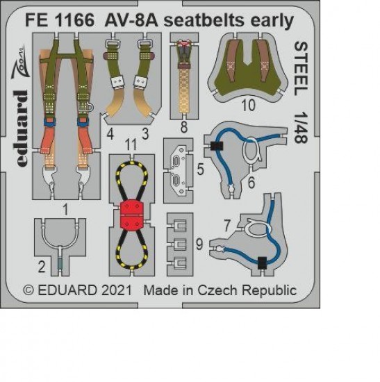 1/48 Hawker Siddeley AV-8A Harrier Seatbelts Early STEEL Detail Set for Kinetic kits