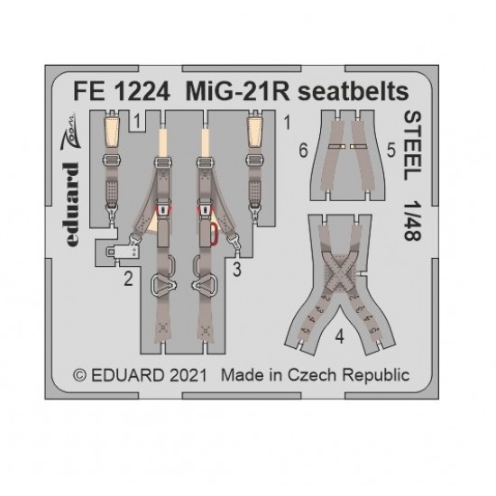 1/48 Mikoyan-Gurevich MiG-21R Seatbelts Detail Set for Eduard kits