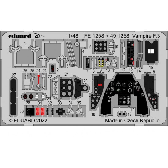 1/48 de Havilland Vampire F.3 Detail set for Airfix kits