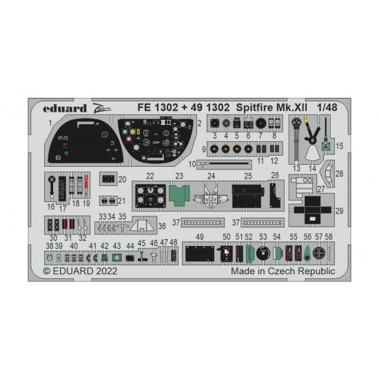 1/48 Supermarine Spitfire Mk.XII Detail set for Airfix kits