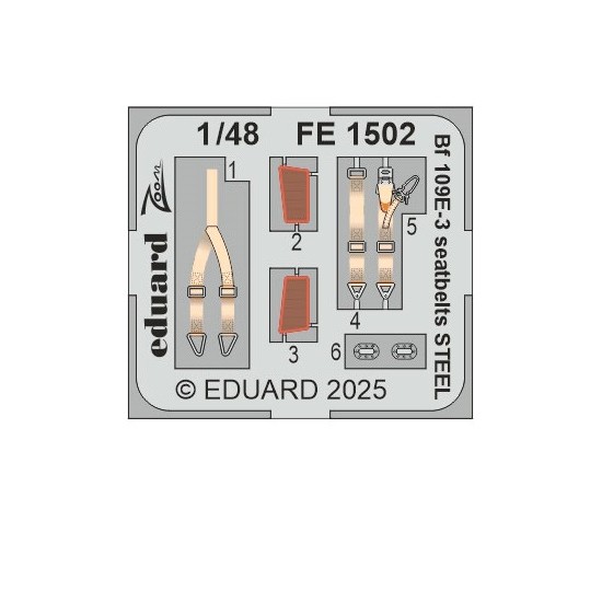 1/48 Messerschmitt Bf 109E-3 Seatbelts Detail set for Hobby Boss kits