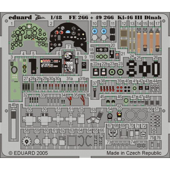 Colour Photoetch for 1/48 Mitsubishi Ki-46 III Dinah for Tamiya kit