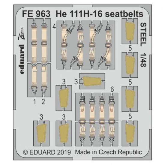 1/48 Heinkel He 111H-16 Seatbelts STEEL Detail set for ICM kits