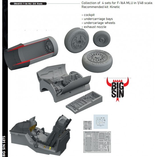 1/48 F-16A MLU Fighting Falcon Super Detail Set for Kinetic kits