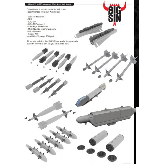 1/48 A-10C Thunderbolt II Armament Super Detail Set for Great Wall Hobby