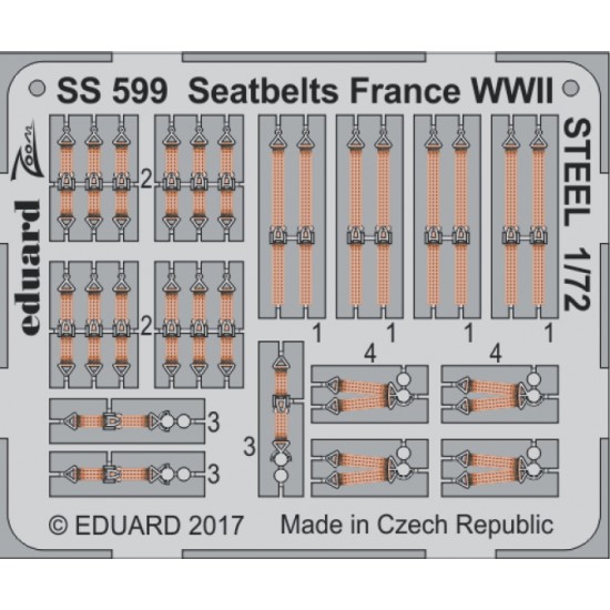 1/72 WWII France Seatbelts (Steel, 1 Photo-Etched Sheet)