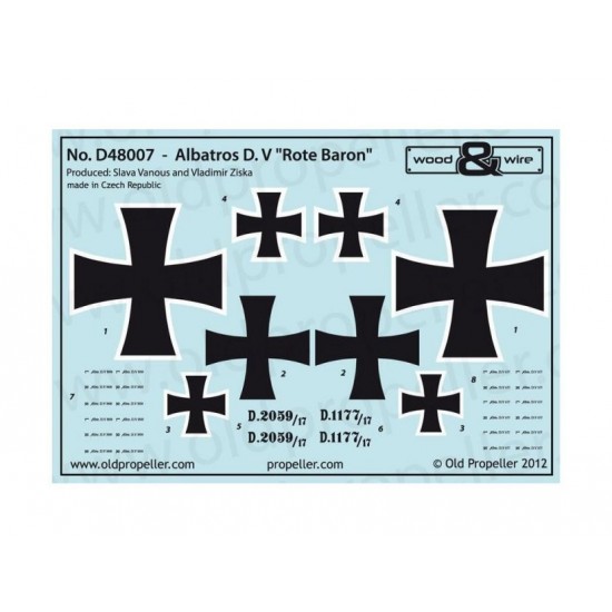 1/48 'Albatros D.V - Rote Baron' Decals for 3 Manfred Von Richthofen Aircraft