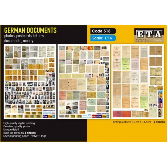 1/16 WWII German Documents, Soldbuch, Letters and Envelopes (3 sheets)