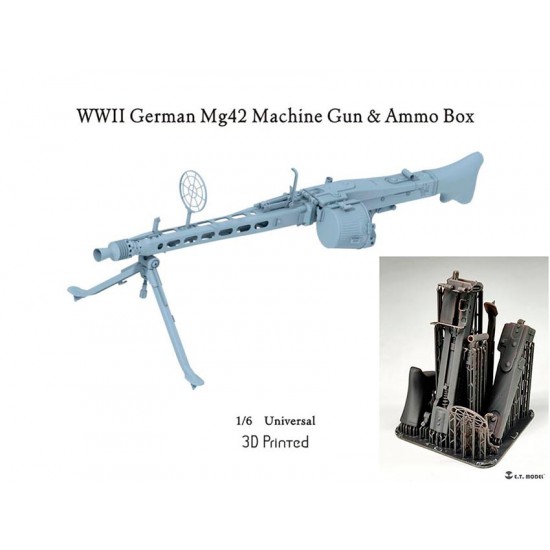 1/6 WWII German MG42 Machine Gun and Ammo Box