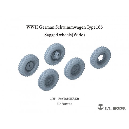 1/35 WWII German Schwimmwagen Type 166 Sagged Wheels (Wide) for Tamiya kits