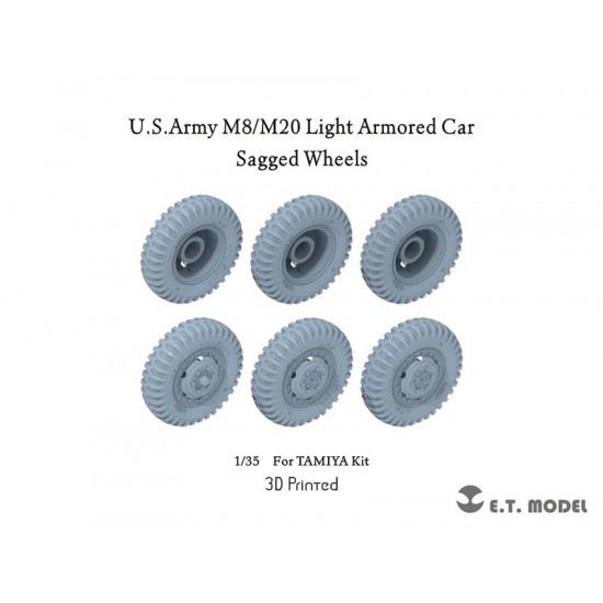 1/35 US Army M8/M20 Light Armoured Car Sagged Wheels for Tamiya kits