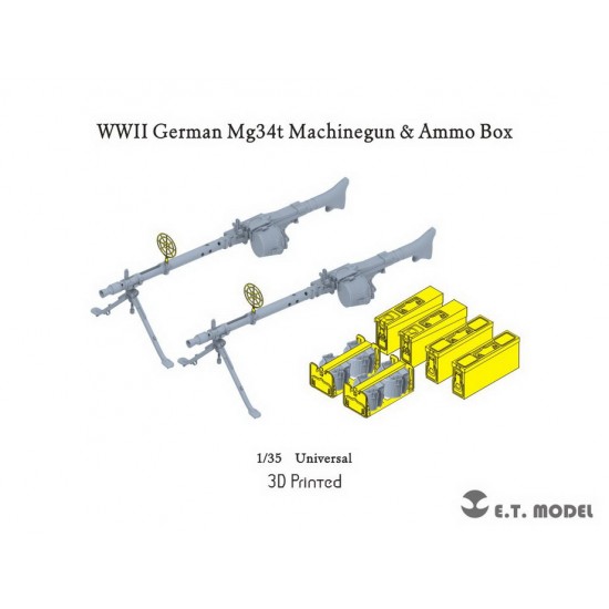 1/35 WWII German Mg34t Machinegun & Ammo Box (3D Printed)