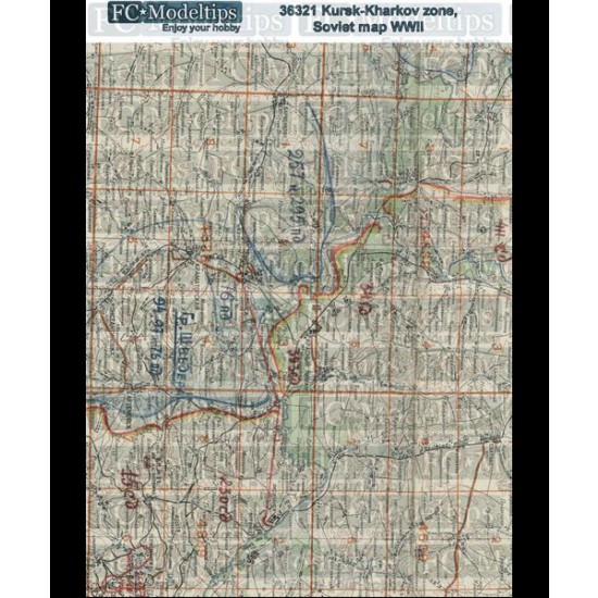 1/35 Self-adhesive Paper Base - WWII Soviet Map of Kharkov and Kursk area